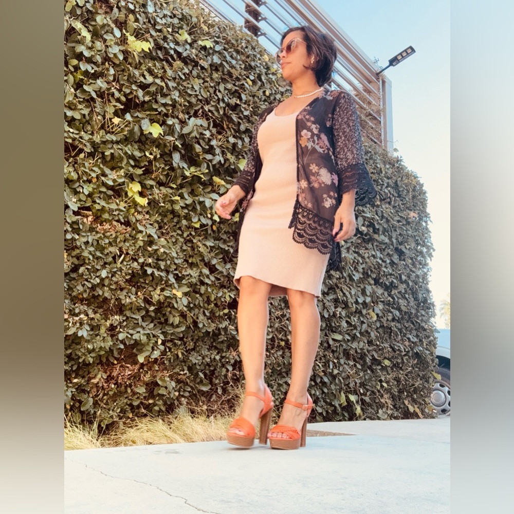 Xhilaration Black Floral Lace Kimono